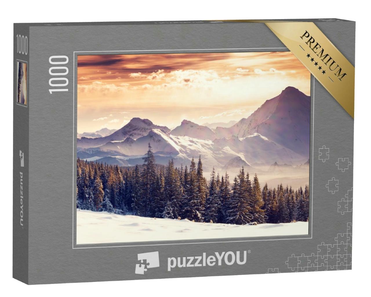Puzzle 1000 Teile „Fantastische abendliche Winterlandschaft in den Bergen“