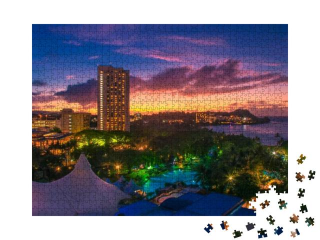 Puzzle 1000 Teile „Ein farbenfroher Sonnenuntergang über Guam“
