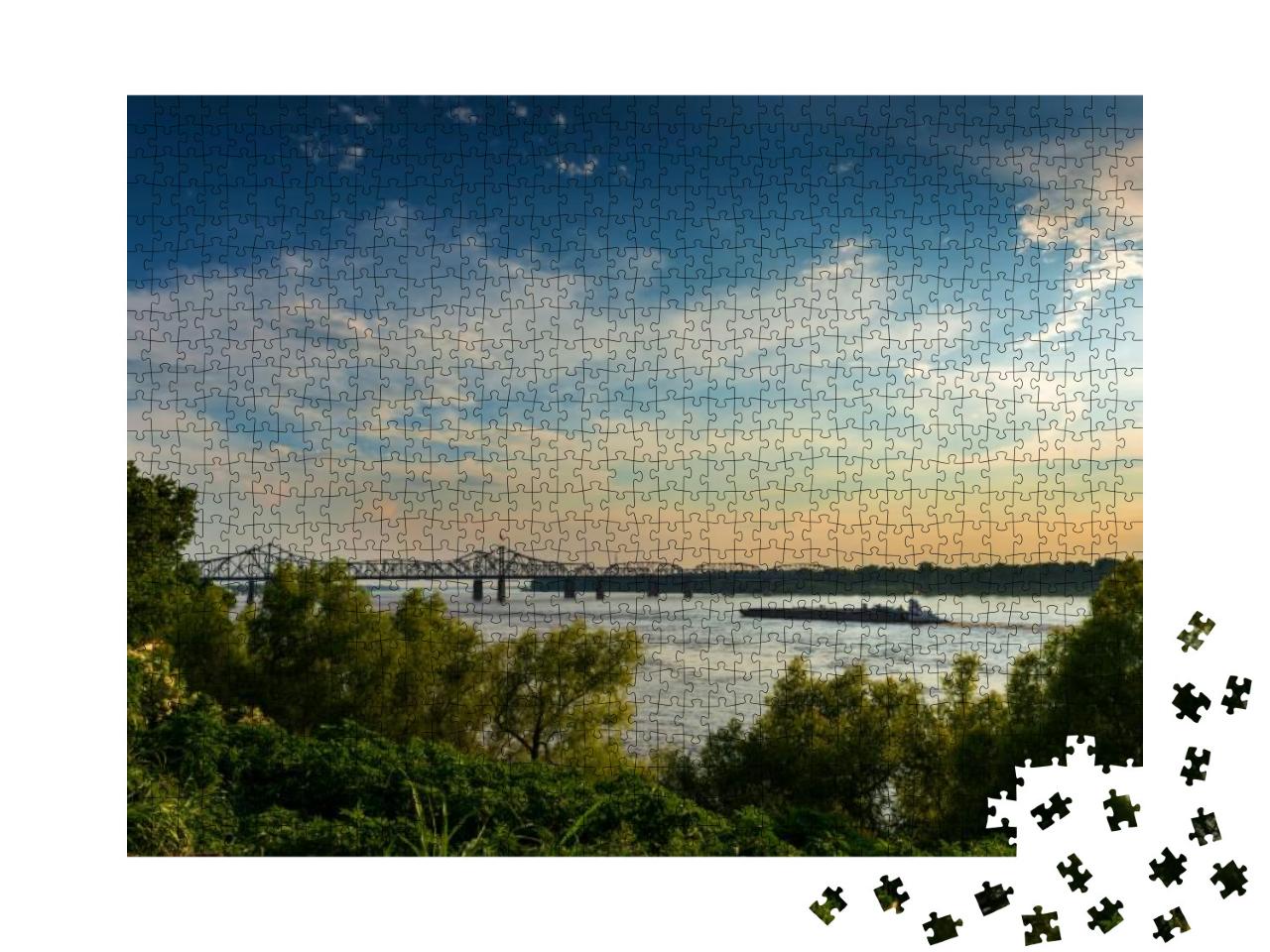 Puzzle 1000 Teile „Fluss Mississippi in der Nähe der Vicksburg-Brücke, Mississippi, USA“