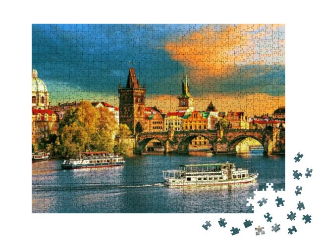 Puzzle 1000 Teile „Prag an der Moldau, Tschechien“