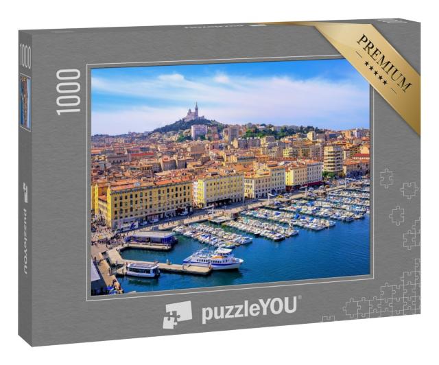 Puzzle 1000 Teile „Vieux Port und Basilika Notre Dame, Marseille, Frankreich“