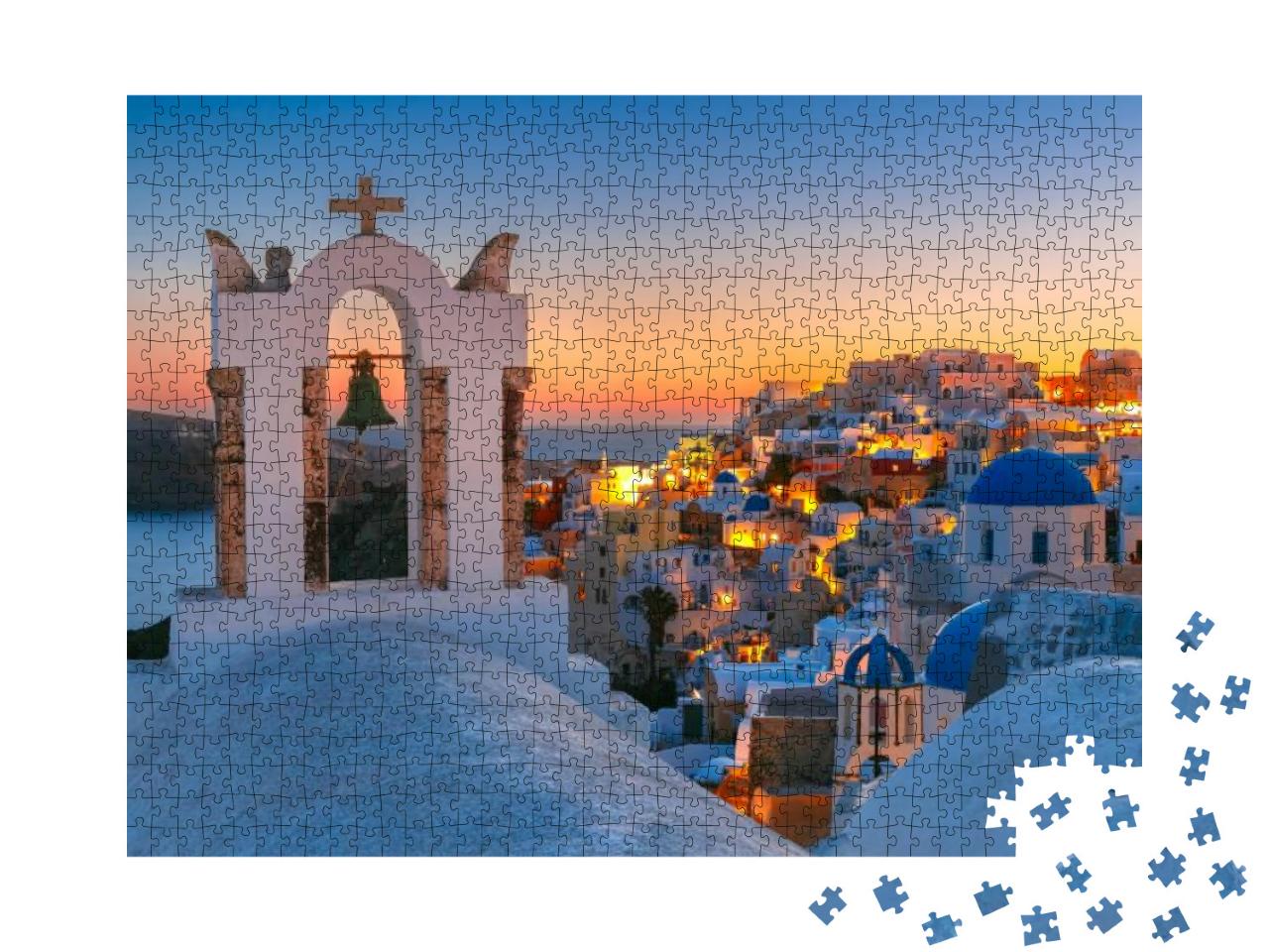 Puzzle 1000 Teile „Oia im goldenem Sonnenuntergang, Insel Santorini, Griechenland“