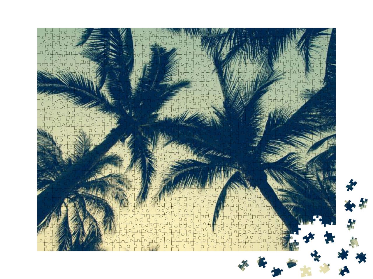 Puzzle 1000 Teile „Palmen im Abendhimmel“