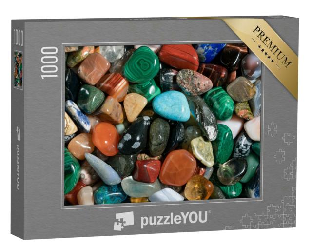 Puzzle 1000 Teile „Verschiedene polierte Halbedelsteine: Amethyst, Quarz, Achat und viele mehr“