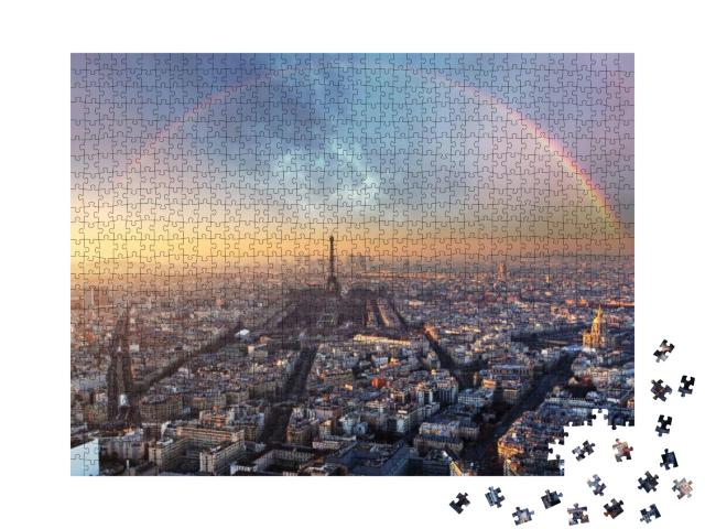 Puzzle 1000 Teile „Regenbogen über Paris“