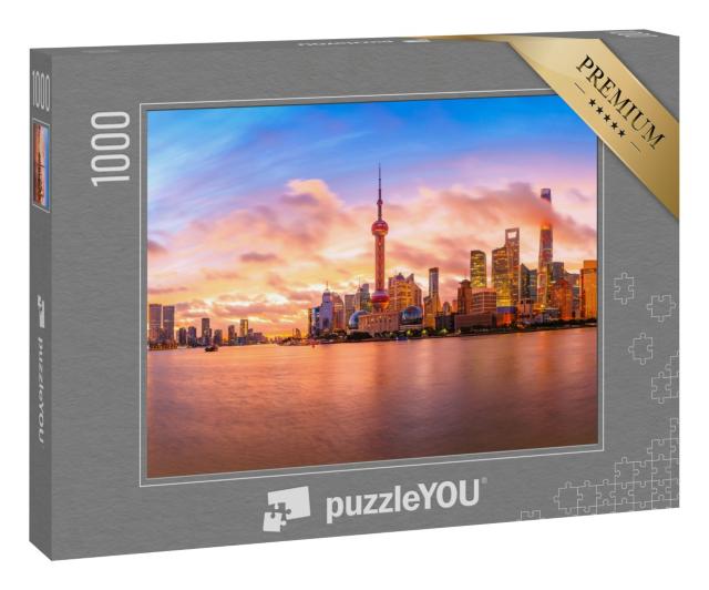 Puzzle 1000 Teile „Skyline bei Sonnenuntergang in Shanghai“