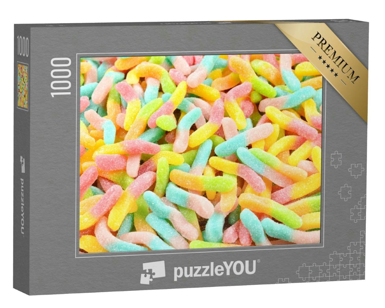 Puzzle 1000 Teile „Saftige bunte Gummibärchen in Schlangenform“