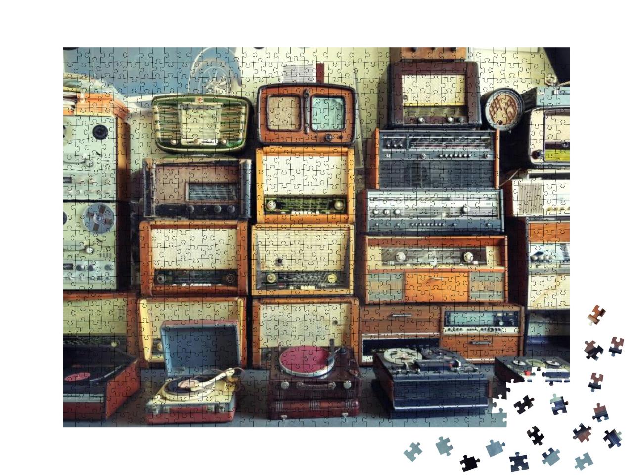 Puzzle 1000 Teile „Wunderbare Sammlung alter Radios und Plattenspieler“