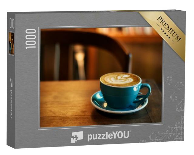 Puzzle 1000 Teile „Latte Art auf einem frisch aufgebrühten Kaffee“