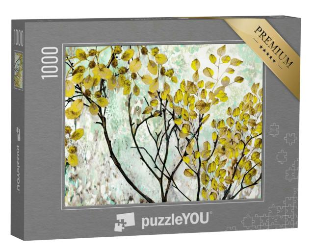 Puzzle 1000 Teile „Designer-Ölgemälde: Baum mit gelb-grünen Blättern“