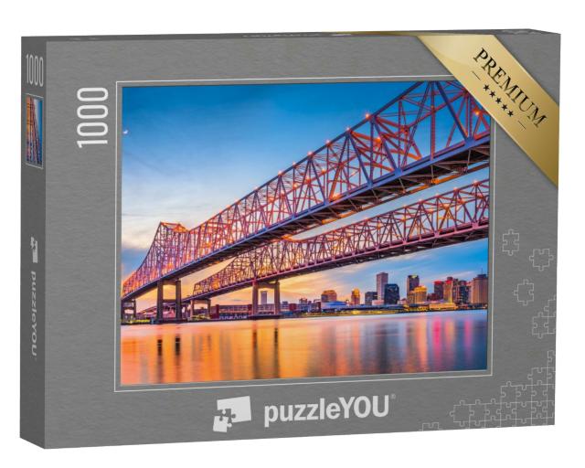Puzzle 1000 Teile „New Orleans, Louisiana: Crescent City Connection Bridge über den Mississippi“