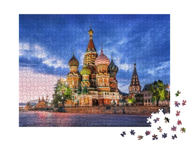Puzzle 1000 Teile „Basilius-Kathedrale an einem Sommerabend, Roter Platz, Moskau“