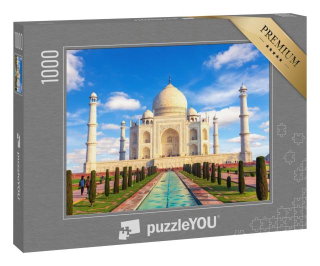 Puzzle 1000 Teile „Blick auf das Taj Mahal an einen sonnigen Tag, Agra, Uttar Pradesh, Indien“