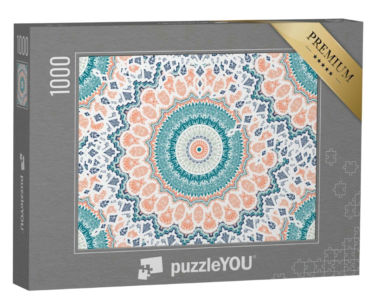 Puzzle 1000 Teile „Handgezeichnetes Mandala: Ornamente aus verschiedenen Kulturen“