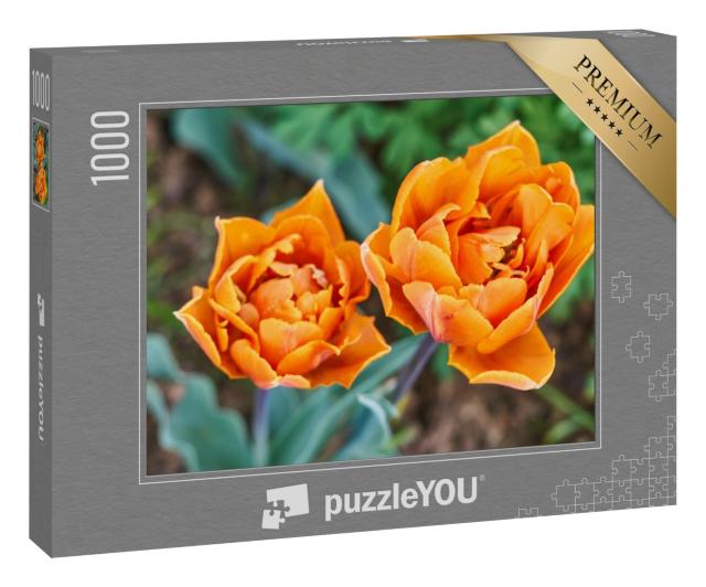 Puzzle 1000 Teile „Blumengarten, ein Strauß orangefarbener Tulpen“