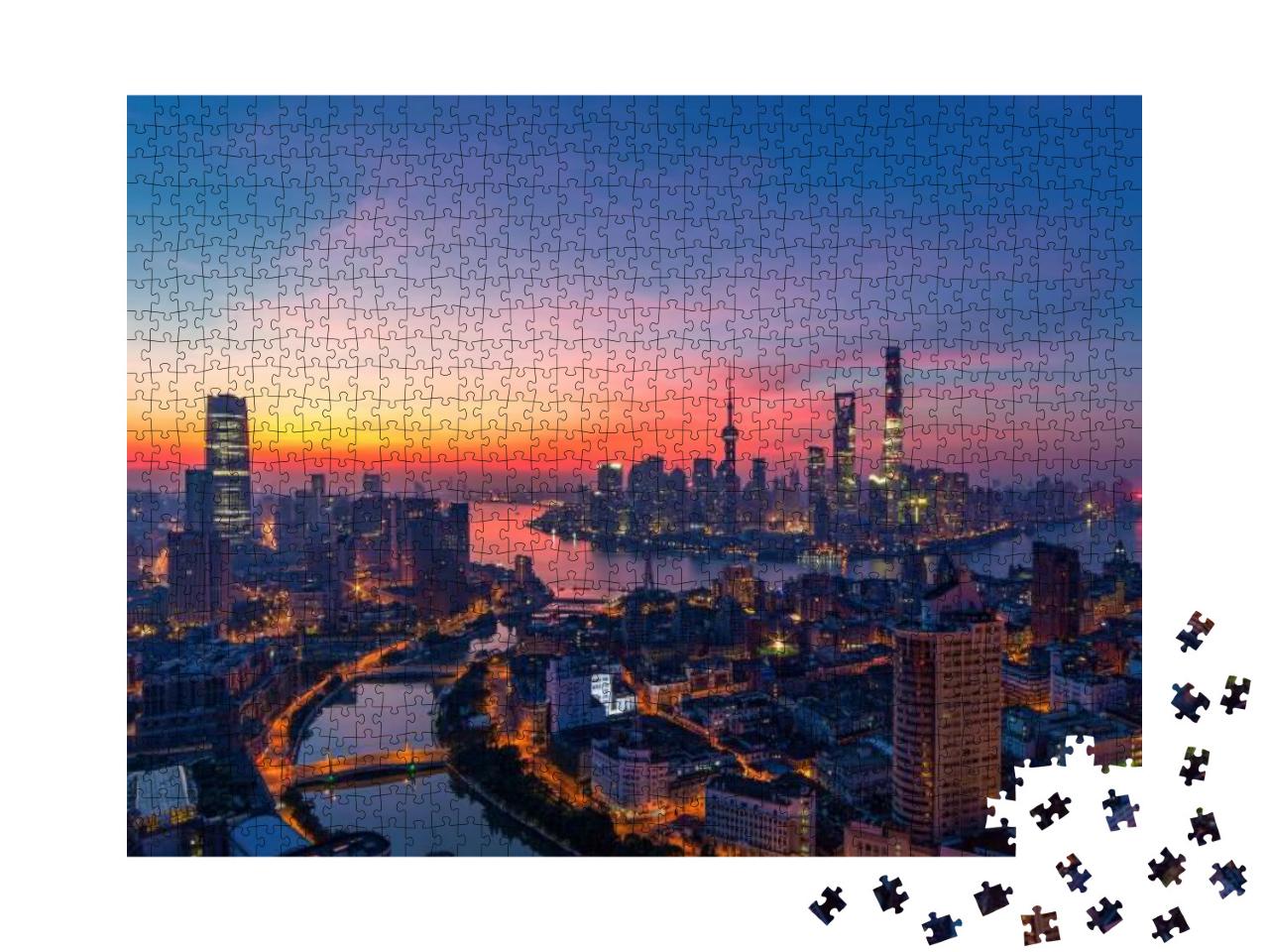 Puzzle 1000 Teile „Shanghai in der Abenddämmerung“