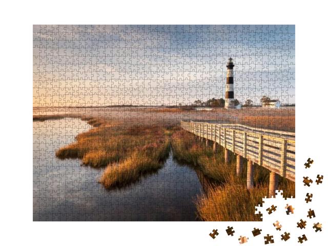 Puzzle 1000 Teile „Leuchtturm auf den Outer Banks, Landstrich in North Carolina“