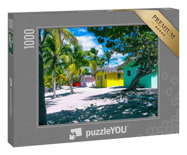Puzzle 1000 Teile „Bunte Häuser am Strand von Catalina, Dominikanische Republik“