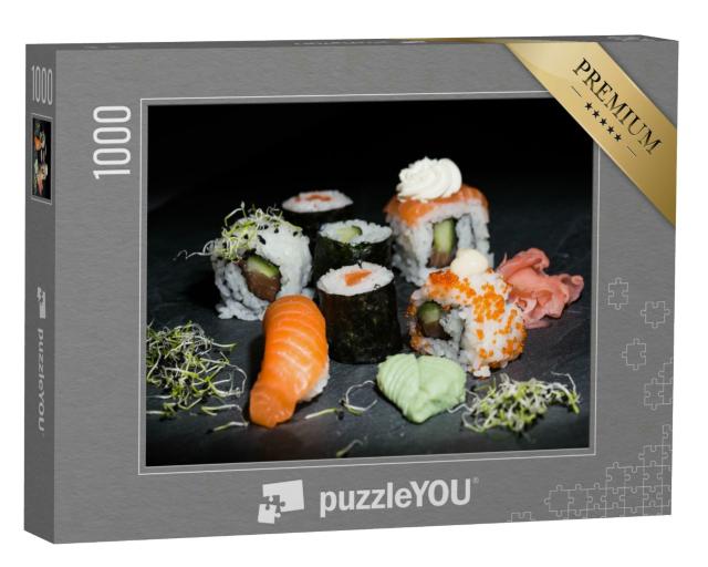 Puzzle 1000 Teile „Japanisches Sushi: Maki, Nigiri und Inside-Outside-Rollen“