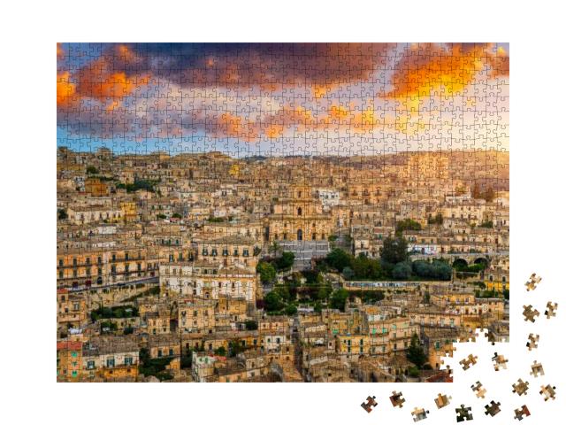 Puzzle 1000 Teile „Ansicht von Modica, Sizilien, Italien“