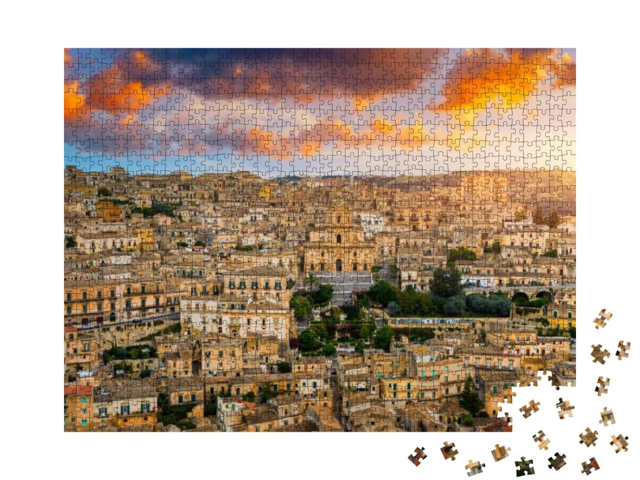 Puzzle 1000 Teile „Ansicht von Modica, Sizilien, Italien“