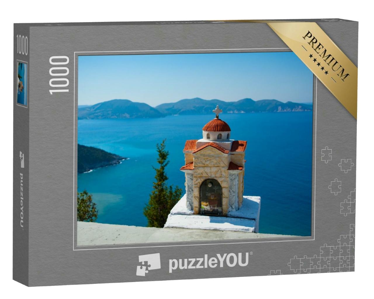 Puzzle 1000 Teile „Christlicher Schrein mit Blick auf das Ionische Meer, Kefalonia, Griechenland“
