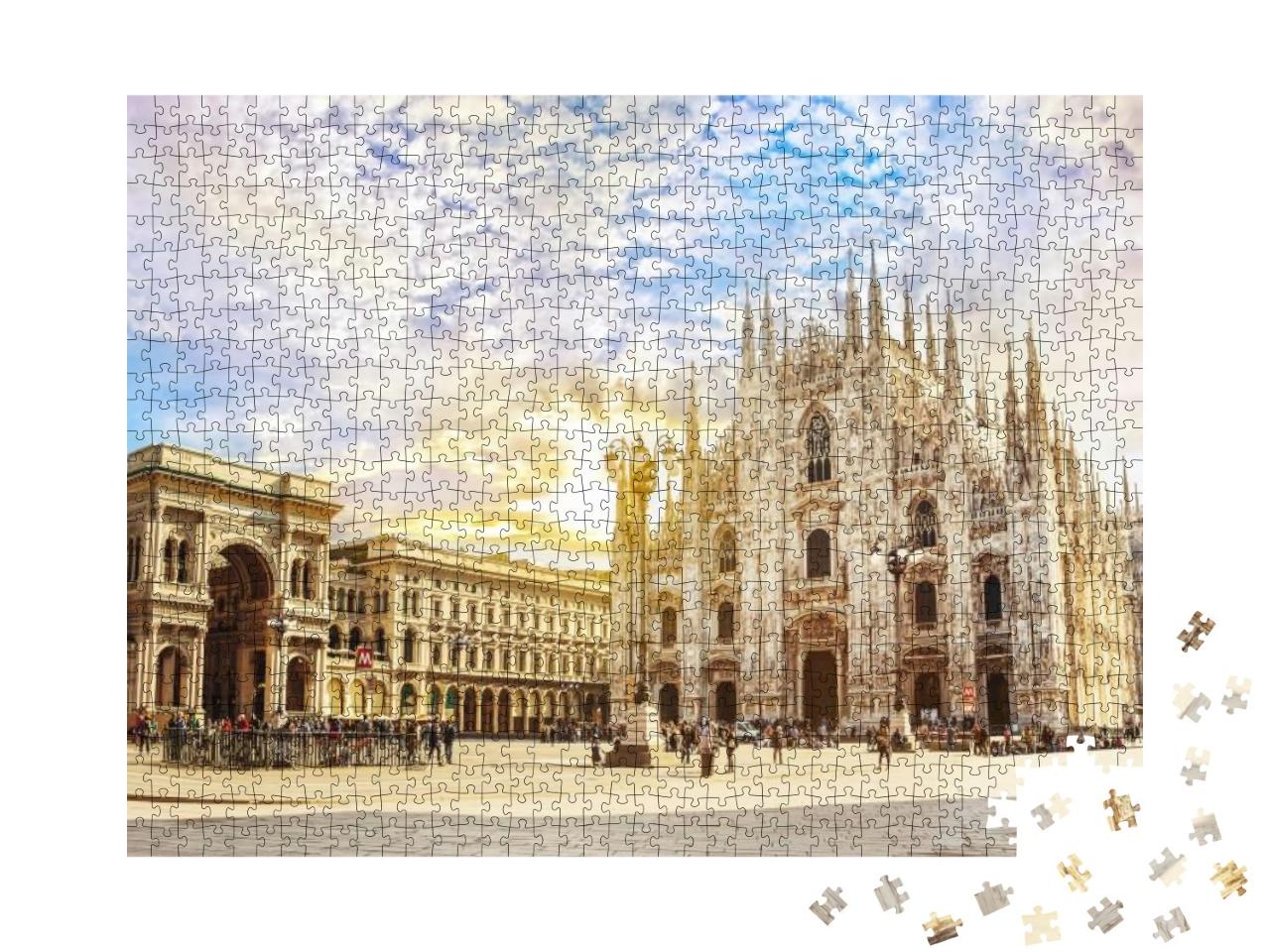 Puzzle 1000 Teile „Dom und Galerie Vittorio Emanuele auf der Piazza Duomo, Mailand“