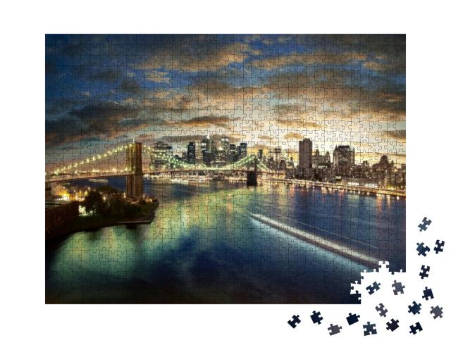 Puzzle 1000 Teile „Abend über der New York City Skyline“