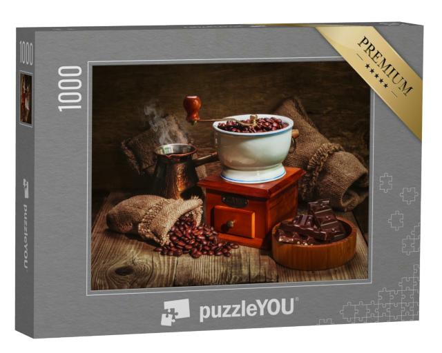Puzzle 1000 Teile „Im alten Stil: Kaffeemühle und sonstiges Zubehör“