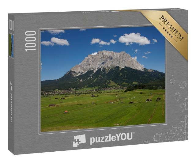 Puzzle 1000 Teile „Blick von Lermoos auf Ehrwald und Zugspitze, Tirol, Österreich“