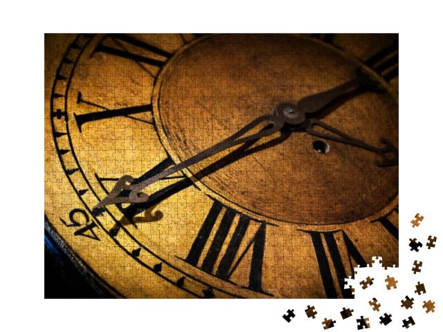 Puzzle 1000 Teile „Nahaufnahme einer antiken Uhr, Zeit, Geschichte, Wissenschaft“