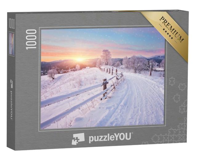 Puzzle 1000 Teile „Sonnenuntergang im Winterwunderland“