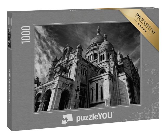 Puzzle 1000 Teile „Basilika Sacre Coeur Montmartre, monochromes Bild, Paris“