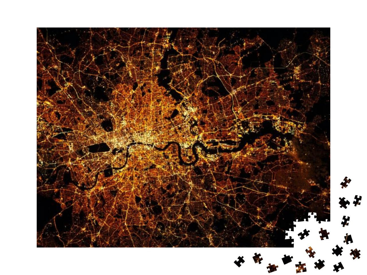 Puzzle 1000 Teile „London: Stadtplan mit Lichtern bei Nacht“