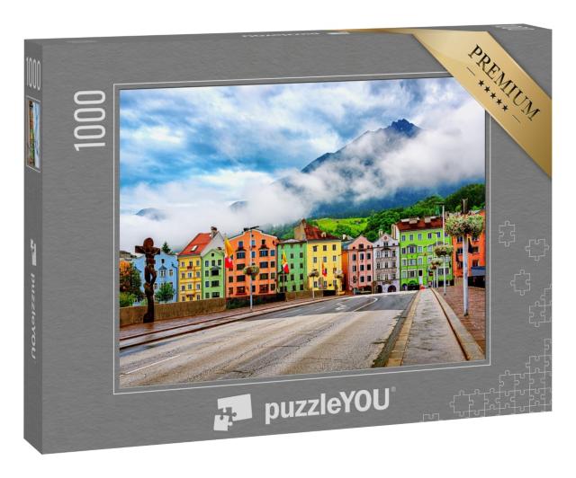 Puzzle 1000 Teile „Traditionelle bunte Häuser in Innsbruck, Österreich“