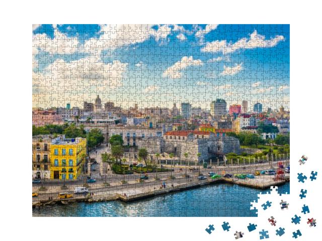 Puzzle 1000 Teile „Havanna, Kuba: Skyline der Innenstadt am Malecon“