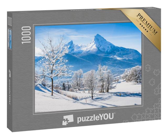 Puzzle 1000 Teile „Berchtesgaden und Watzmann-Massiv bei Sonnenaufgang, Berchtesgadener Land, Deutschland“