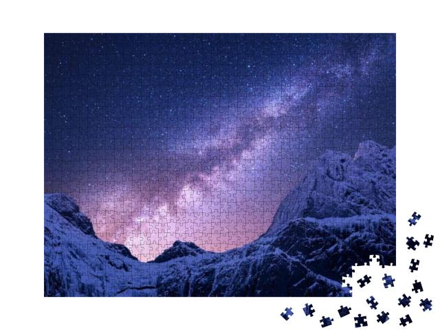 Puzzle 1000 Teile „Milchstraße über verschneiten Bergen des Himalaya, Nepal“