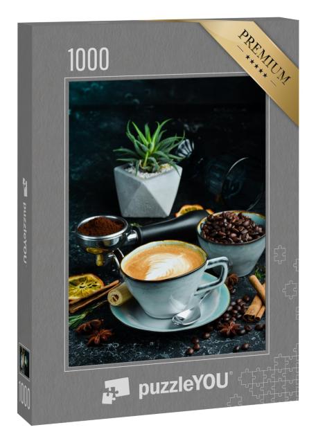 Puzzle 1000 Teile „Frisch aufgebrühter Cappuccino mit Latte-Art“