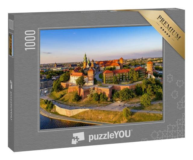 Puzzle 1000 Teile „Skyline mit Wawel-Hügel, Kathedrale und Weichselufer, Krakau, Polen“