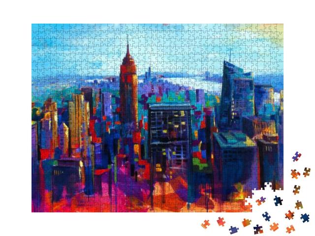 Puzzle 1000 Teile „Abstraktes Gemälde: Blick über Manhatten“