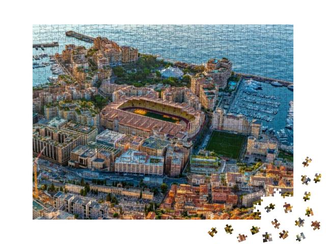 Puzzle 1000 Teile „Luftaufnahme des Stadions von Monaco bei Sonnenaufgang“
