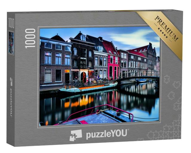 Puzzle 1000 Teile „Gracht in Amsterdam am Abend“