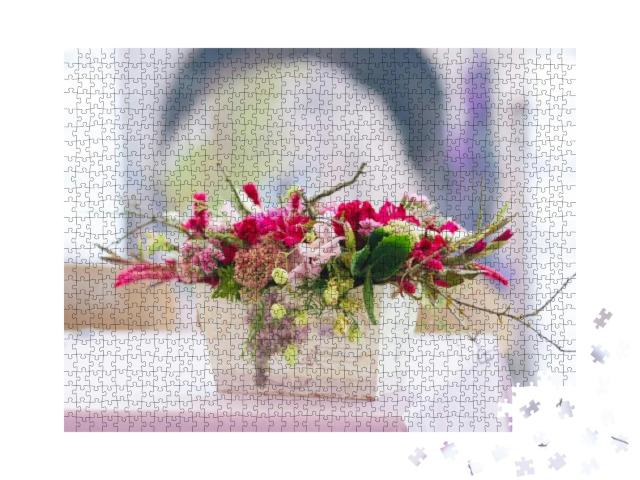 Puzzle 1000 Teile „Großaufnahme: Blumen und Vase“