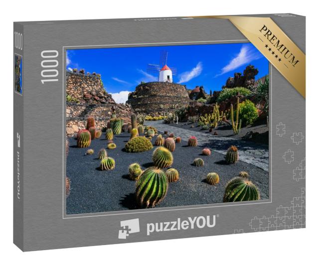 Puzzle 1000 Teile „Botanischer Kaktusgarten, beliebte Attraktion auf Lanzarote“