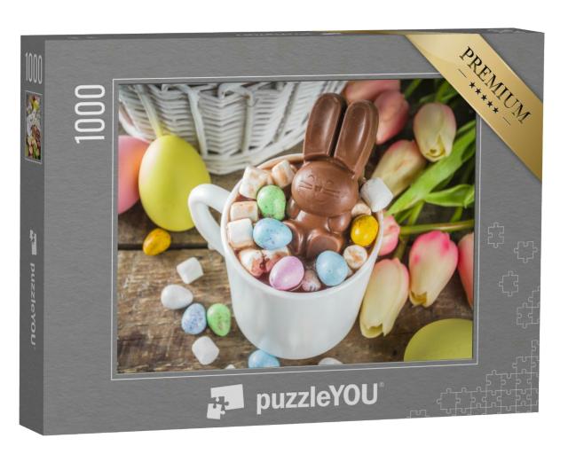 Puzzle 1000 Teile „Heiße Schokolade mit Schoko-Hase und Marshmallows“