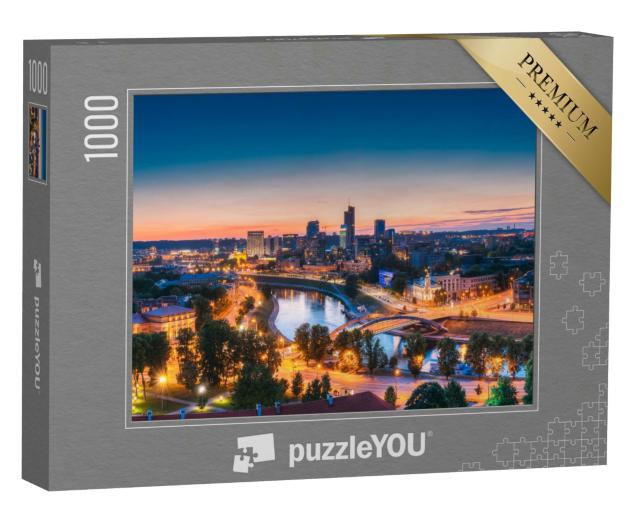 Puzzle 1000 Teile „Moderne Bürogebäude und Wolkenkratzer: Business District von Vilnius, Litauen“