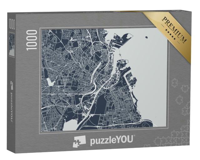 Puzzle 1000 Teile „Vektor-Karte der Stadt Kopenhagen, Dänemark“
