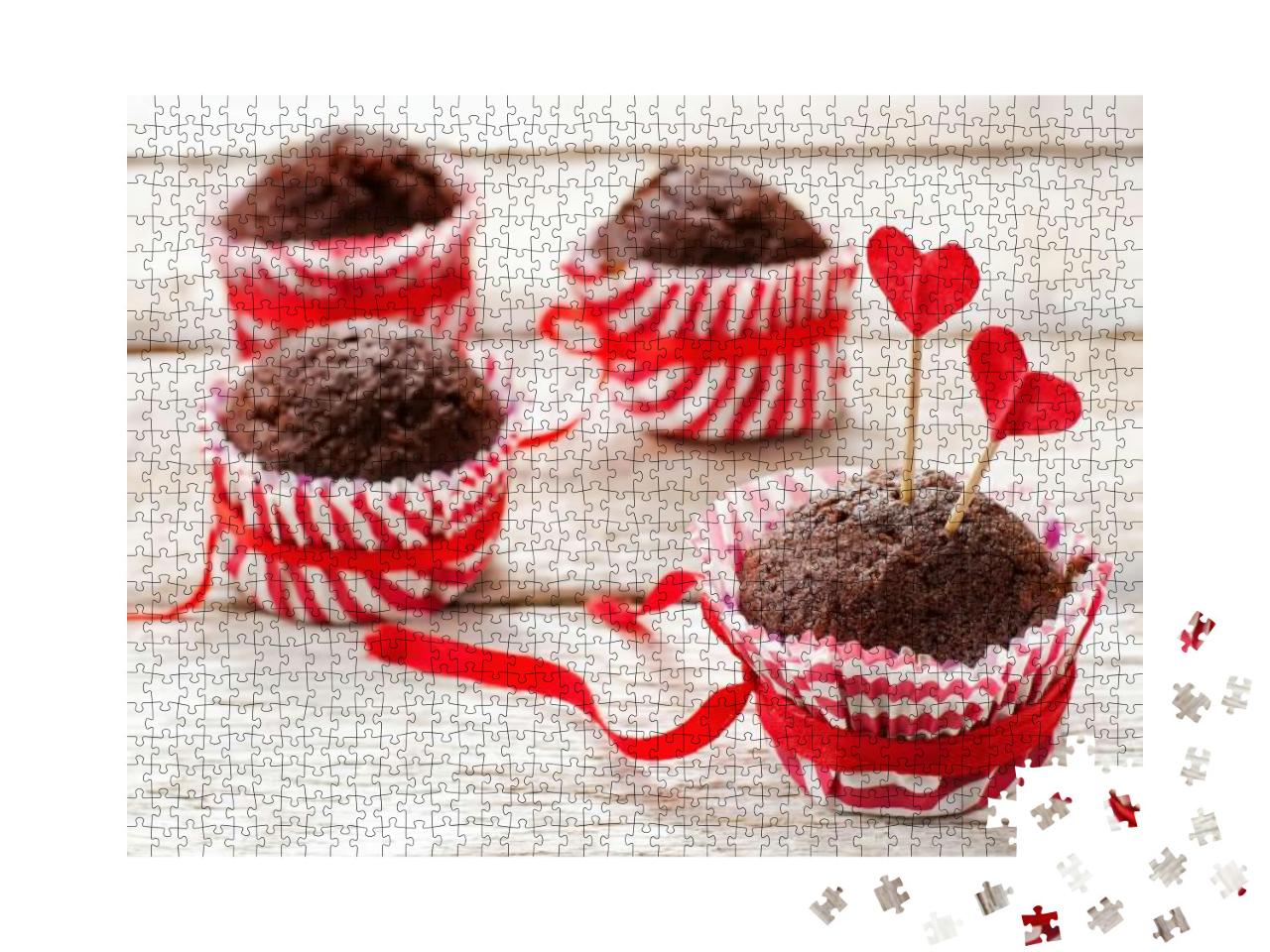 Puzzle 1000 Teile „Schokoladenmuffins zum Valentinstag“