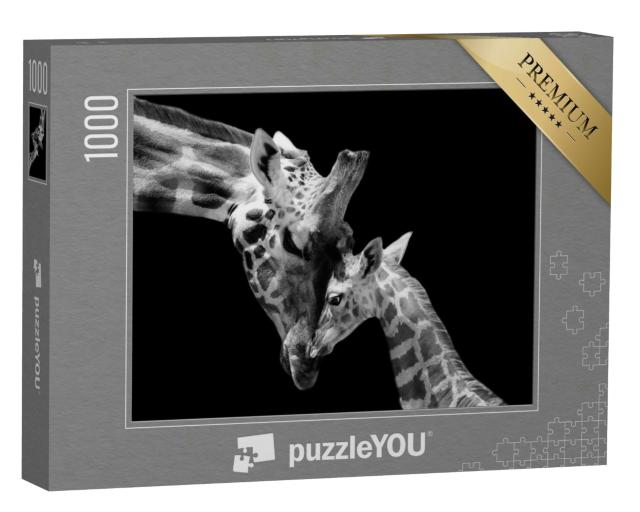 Puzzle 1000 Teile „Vertrauen: Giraffenmutter und Jungtier“